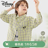 米奇男童格子衬衫，2024春季中大童衬衣，长袖儿童帅气外套薄款