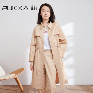 蒲PUKKA女装纯棉风衣春装设计感时尚气质外套商场同款