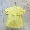 法式小众甜美荷叶，边衬衫减龄优雅小清新黄色纯棉上衣2024夏季