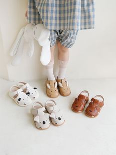 儿童凉鞋女童可爱动物牛皮软底防滑男童小童真皮包头童鞋宝宝凉鞋
