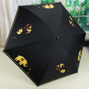 彩虹屋黑胶防晒遮阳伞折叠三折伞小清新晴雨两用超轻太阳伞小黑伞
