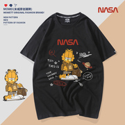 nasa联名加菲猫t恤男2022夏季ins潮牌宽松纯棉半袖情侣装短袖