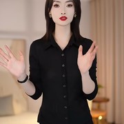 白领哥弟新2025春夏新款长袖衬衣网纱修身显瘦百搭打底衬衫女上衣