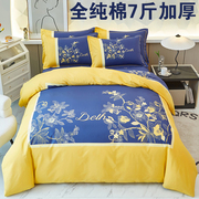 中式磨毛纯棉四件套全棉，60支加厚床单被套秋冬季简约大气床上用品