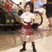 女童马面裙短款套装夏季中国风明制唐装女孩儿童汉服2024夏天