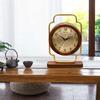 新中式实木黄铜钟表双面座钟客厅台钟摆件两面看时台式静音摆坐钟