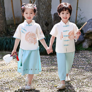 汉服男童夏装中国风儿童演出服，幼儿园班服小学生，表演女童唐装套装