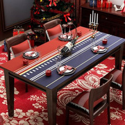 高级桌垫轻奢美式餐桌布红色，防水防油免洗pvc茶几垫台布防烫