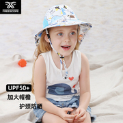 夏季儿童披肩帽印花可爱速干透气遮阳防晒护颈放紫外线大边渔夫帽
