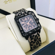 TT手表豹纹方形时尚个性胶带运动网红品牌霸气高级感大气女表