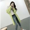 韩国时尚纯色开叉柠檬黄，显白中长款休闲针织毛衣开衫外套8142