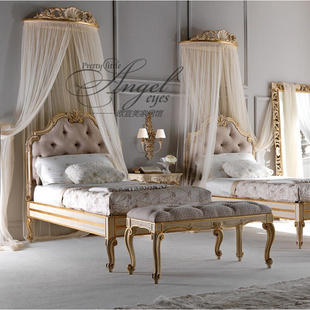 美式新古典实木雕花儿童床，欧式女孩公主，床子母床拖床抽拉床单人床