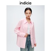 indicia标记春季粉色衬衫，纯棉宽松纯色，衬衣女装c6a404cs033