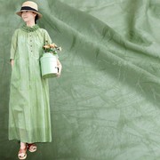 小范布行连衣裙通透果，绿色天丝布料锦纶，天丝棉面料复古衬衫旗袍