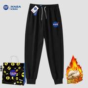 NASA WEEK运动休闲裤纯棉男女加绒加厚季小脚裤大码情侣卫裤潮J