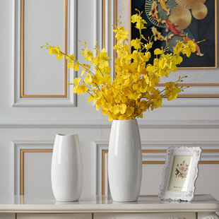景德镇手工瓷器白色陶瓷花瓶，现代简约客厅餐桌插花摆件创意装饰品