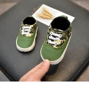 春秋男宝宝鞋子，0-1岁婴儿软底防滑学步鞋帆布休闲运动鞋6-12个月