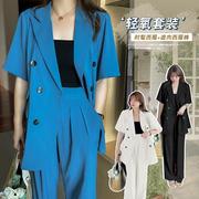 y819大码女装复古通勤ol气质，西服外套夏胖mm休闲遮肉高腰长裤-bfd