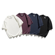 大阪纪潮牌美式大码短袖，t恤男宽松五分袖，复古夏季纯色圆领体恤衫