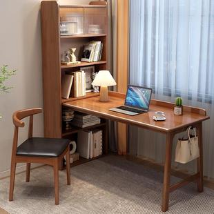 实木转角电脑桌台式拐角办公桌，家用学生写字桌，l型书桌书架一体桌