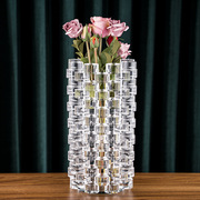 简约几何圆柱拼接水晶花瓶客厅家居办公会所酒店摆件
