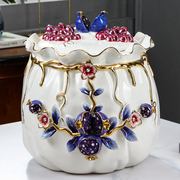 欧式高档陶瓷米缸米桶，储米箱斤斤装家用厨房，带盖密封储物罐