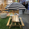 儿童户外木室组合帐篷野餐桌木制带伞连体餐桌椅户外太阳伞休闲椅
