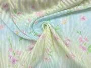 限量100米垂感半透优雅浅绿色樱花粉银丝竖条雪纺布料 汉服连衣裙