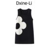 dxine2023春秋复古花朵提花黑色针织，连衣裙无袖背心短裙女装