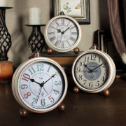 小型钟表a摆台式闹r钟摆件(钟摆件)桌面，时钟家用客厅美式个性座钟石英