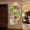 花开富贵牡丹花3d立体墙贴新中式火锅店，饭店餐厅客厅玄关墙面装饰
