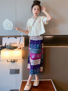 女孩少数民族风亲子装套装裙子夏季短袖新中式上衣半身裙傣族舞蹈