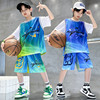 儿童篮球服速干运动套装男童假两件短袖，23号中大童，女孩夏时尚(夏时尚)球衣