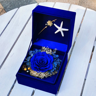 永生花蓝玫瑰干花礼盒，毕业送女友，生日520七夕情人节创意礼物