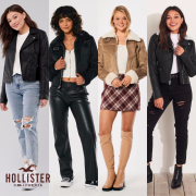 Hollister海鸥复古短款皮夹克外套女毛领机车皮衣张咸小红书