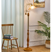 日式中古侘寂风落地灯客厅，美式复古实木高级感氛围灯卧室立式台灯