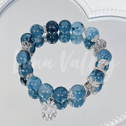 Luna Valley｜圣托里尼 原创设计琉璃珠高保色大花湖蓝锆石手链