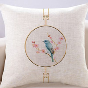 新中式古典简约花鸟抱枕客厅客厅沙发方形靠枕卧室床上枕头套