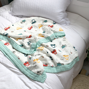 婴儿竹纤维盖毯夏季卡通小汽车新生，儿童柔软凉感午睡薄款空调被子