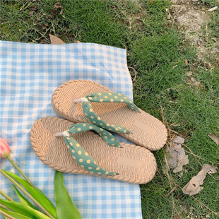 人字拖女夏季ins风少女心度假外穿平底夹脚海边沙滩可爱凉拖鞋