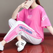 鬼步舞休闲运动服套装女潮牌嘻哈时尚韩版夏季宽松显瘦运动两件套