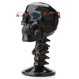 哥特式黑风格骷髅背脊摆件眼镜架 朋克摇滚鬼头玄关桌面装饰摆设