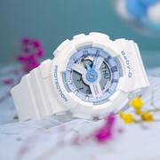 卡西欧babyg手表，女ba-110-7a1112-1a女士蓝白运动防水电子女表