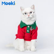 mookipet宠物衣服狗狗圣诞衣服，毛衣法斗衣服猫咪衣服新年大红毛衣