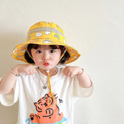 儿童防晒帽夏季女童遮阳帽宝宝帽子网眼小童渔夫帽薄款男童太阳帽