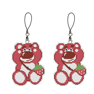 法国DMC十字绣套件手工小件 双面绣手机链挂件钥匙扣 可爱草莓熊2