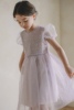 110-145码夏款女童中大童紫色，圆领亮片网纱蓬蓬，公主礼服连衣裙
