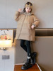 女童冬季韩版轻薄款斜拉链羽绒服2023儿童冬装中长款连帽外套