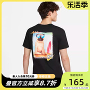 Nike耐克短袖男夏季休闲图案半袖黑色纯棉运动T恤FD6637-010