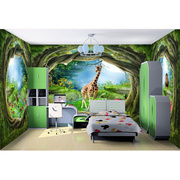 3d立体梦幻童话森林大树，动物全屋主题壁画墙纸墙布pvc墙贴